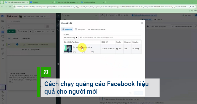 Bộ video hướng dẫn chạy quảng cáo Facebook cơ bản