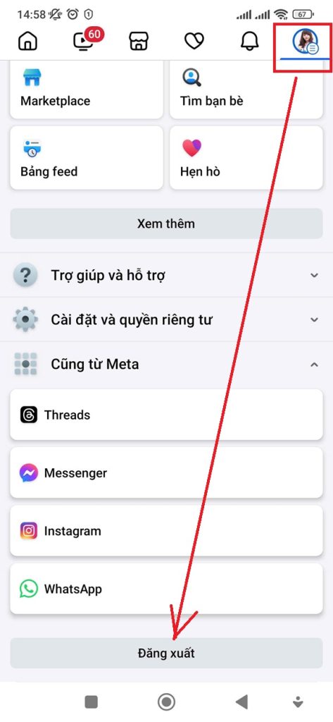 Cách đăng xuất Facebook trên điện thoại samsung